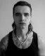 Retrato masculino en blanco y negro estilo slick back inspirado en Lost Boys por Sam Elliot.