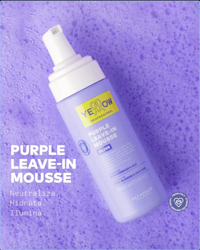 Purple Leave-in Mousse Silver de Yellow Professional: protección y matiz perfecto