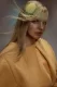 Modelo con cabello largo liso y diseño de color 3D con toque amarillo neón sobre base rubia, creación avantgarde de Quantum Hair.