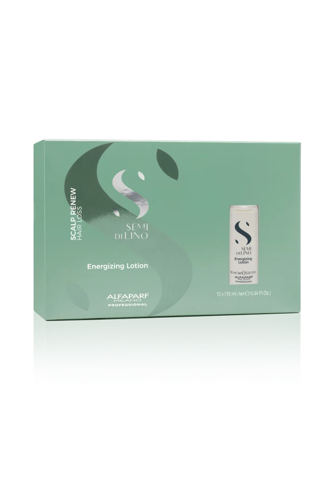 Ampolletas Energizing Lotion de la colección Semi di Lino Scalp Renew de Alfaparf Milano Professional para tratamiento contra la caída del cabello